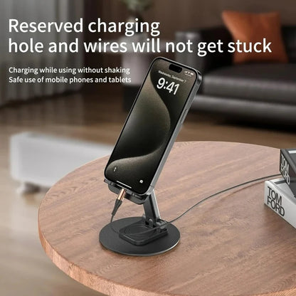 360 ° Rotating Multi-Angle Non-Slip Metal Base Foldable Universal Phone Stand for Desk Holder for iPhone 13/14/15 Pro Xiaomi S