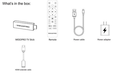 WESOPRO TV Stick G2 Android 12 Smart TV Dongle 2GB RAM 16GB ROM 2.4GHz 5.0GHz Wifi6 BT5.0 H.265 4K 30pfs Media Player