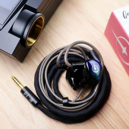 New QoA X 7th Acoustics Ryusei Headphone Single Nano Gold Plated Dynamic Driver In Ear Earphones With HiFi Earbuds Cable Plug