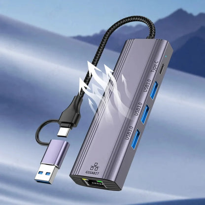MZX USB A Type C 3.0 Hub to RJ45 Network Card Converter 1000Mbps Ethernet Concentrator Adapter Docking Stattion Splitter Dock
