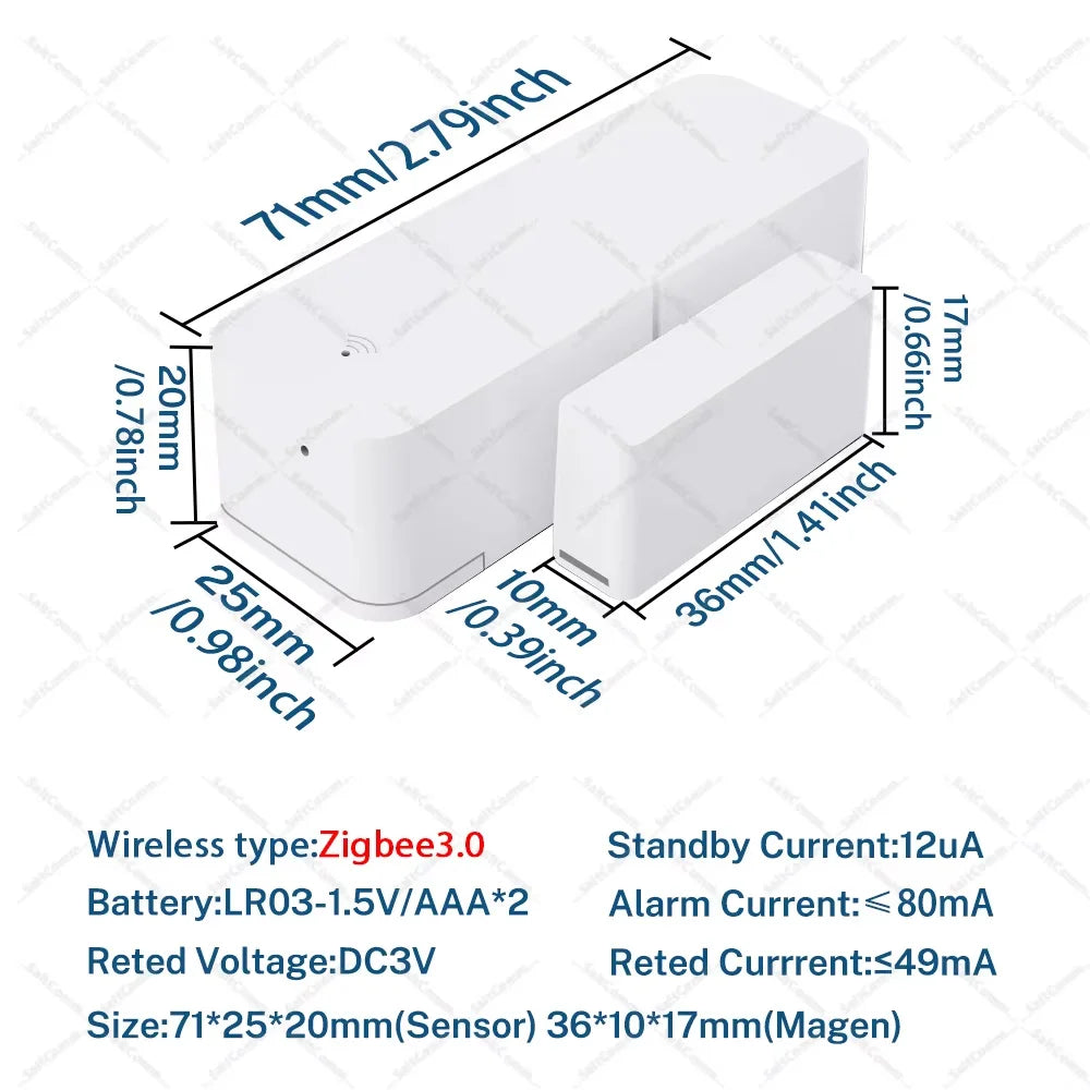 Zigbee 3.0 Door Window Sensor IP65 Waterproof & Non-Waterproof Versions Magnetic Contact Alarm Home Assistant Zigbee2MQTT