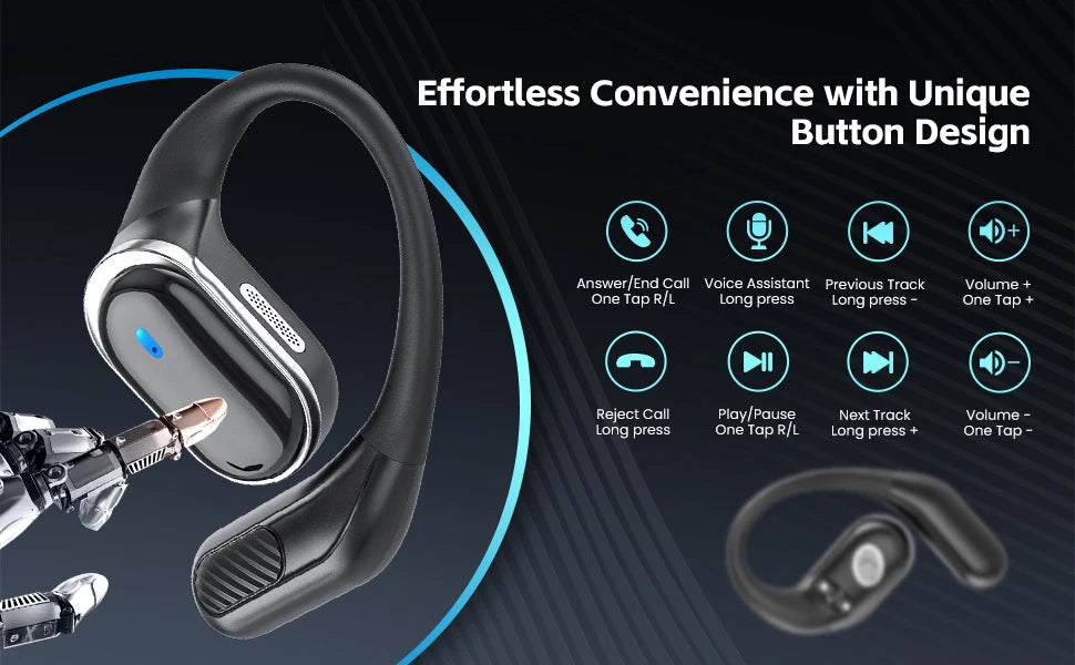 2026 New Open Ear OWS Earphones Bluetooth 6.0 Wireless Headphones HiFi Sound Headset Touch Control TWS Earbuds 60 Hours Playback