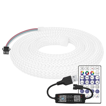 WS2812B WS2811 DC5V Round Reticulate Pattern Neon LED Strip 50Leds/m 360 Degree Smart RGBIC Flexible  Silicone Light Tape IP67