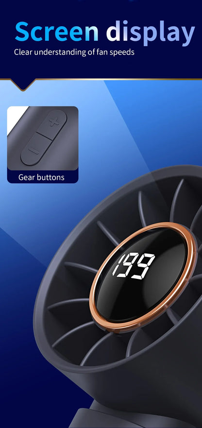 Hot New High Speed Folding Refrigeration Fan, Digital Display Mini Portable USB Charging Fan, High Wind Power Handheld Fan