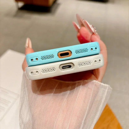 Fashion Dopamine Color-Block Phone Case for IPhone 18 Pro Max 17 16 15 14 Pro Max Candy-Color Glass Back Shockproof Phone Case
