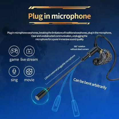 KCKZ Dual Microphone Type-C Phone USB Computer Delta Gaming Earphones Wired Dual Plug Earphones