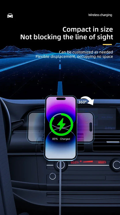 VIKEFON Magnetic Car Wireless Charger + Ring For iPhone 12 13 14 15 Pro Max Air Vent Car Phone Holder Stand Fast Car Charging