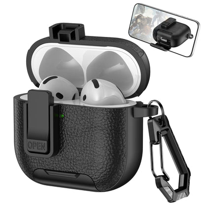 2025 New For AirPods 4 Case Latch wireless Bluetooth earphone Accessories Cover dermatoglyph Mobile phone holder switch Cases 3D