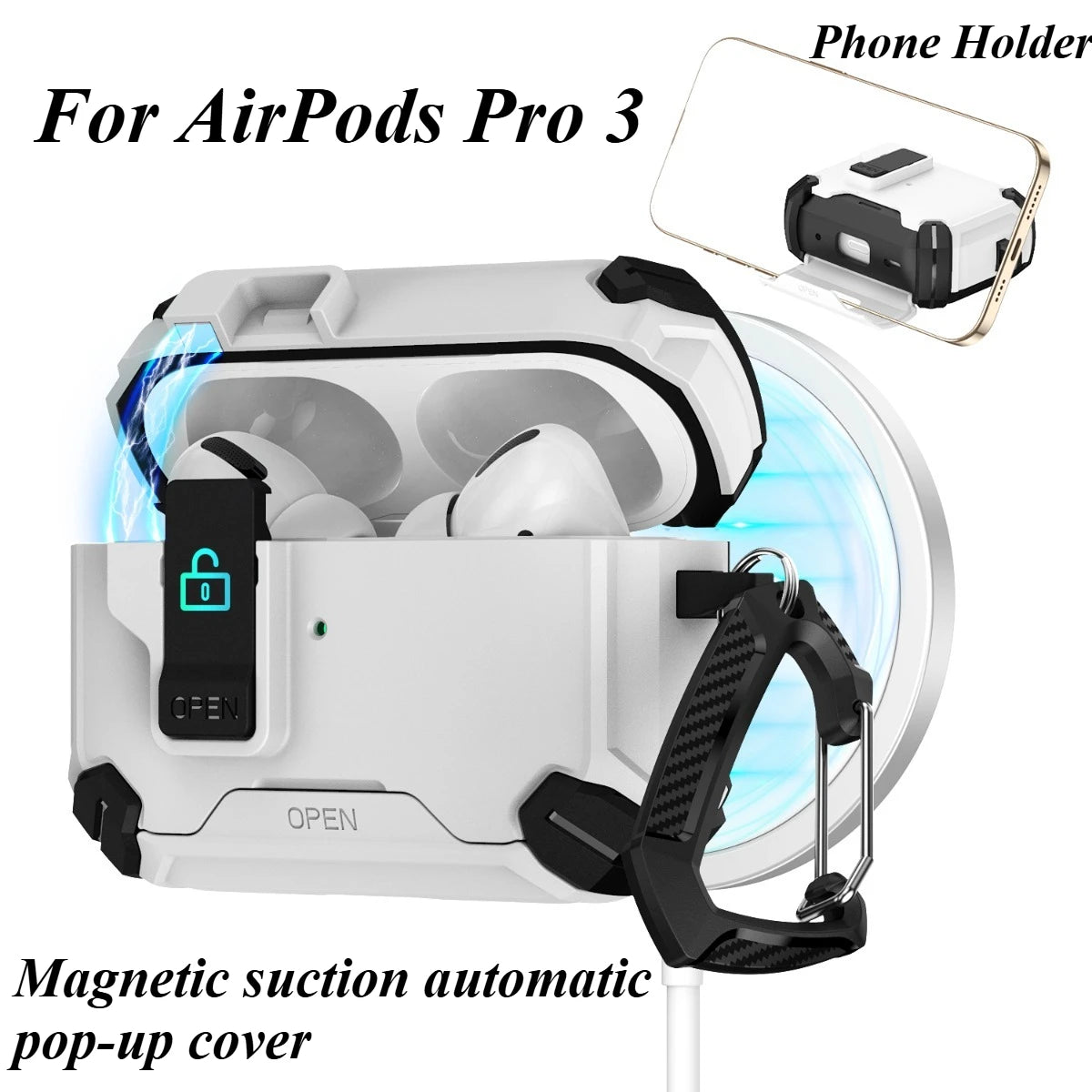 Phone Holder Security Lock Cover For AirPods Pro 3 2025 Case For AirPods Pro3 Pro 3rd Gen 2025 Cases Shockproof  Headphone Cover