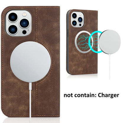 For Magsafe Wallet Leather Flip Case For iPhone 12 13 14 15 16 Pro Max mini Magnetic Wireless Charging Book Folio Cover