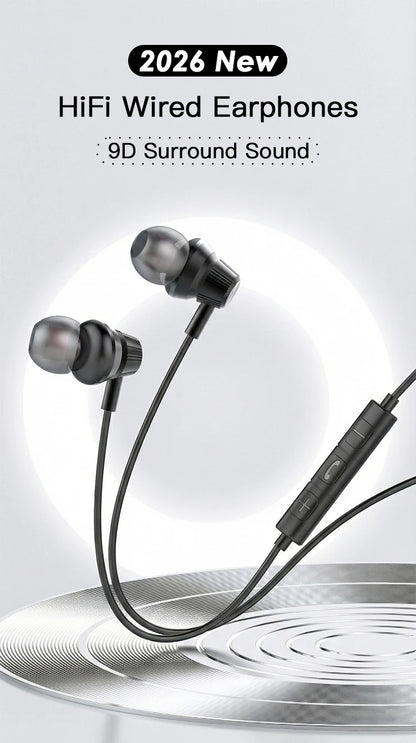 USB Type C Wired Earphones HiFi Stereo Surround 3.5mm in Ear Wired Headphones For Samsung Galaxy S26 S25 S24 Ultra Wired Earbuds