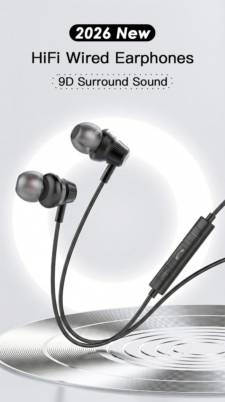USB Type C Wired Earphones HiFi Stereo Surround 3.5mm in Ear Wired Headphones For Samsung Galaxy S26 S25 S24 Ultra Wired Earbuds