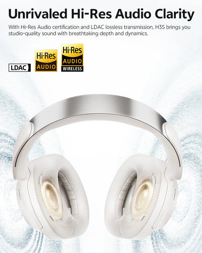 QCY Wireless Bluetooth 6.0 BH25H3SA Headphone 3D Spatial Audio Earphone -56dB Adaptive ANC 53mm Driver Foldable Over Ear Headset
