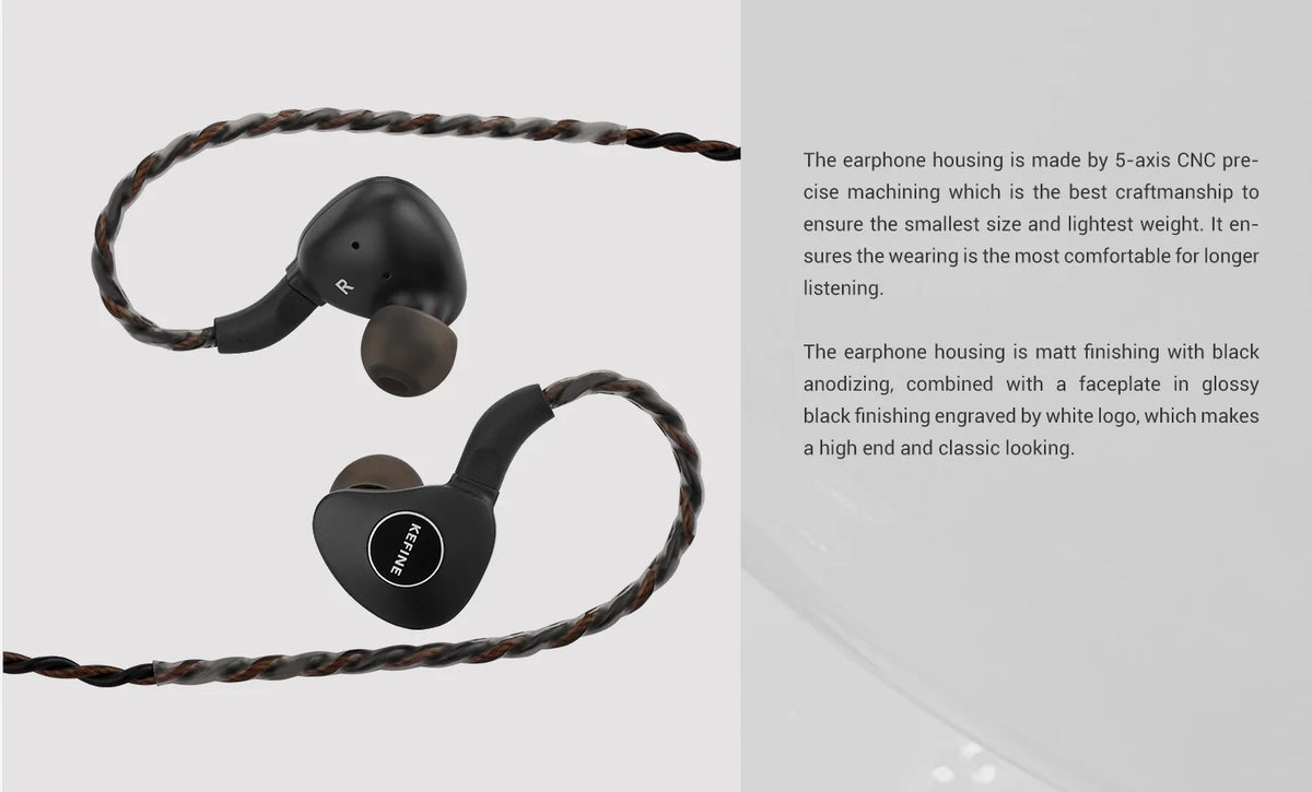 KEFINE Klanar 14.5mm Planar Magnetic Driver Hifi Wired IEM Earphones with CNC Metal  Housing & Detachable 0.78 2pin 3.5mm Cable