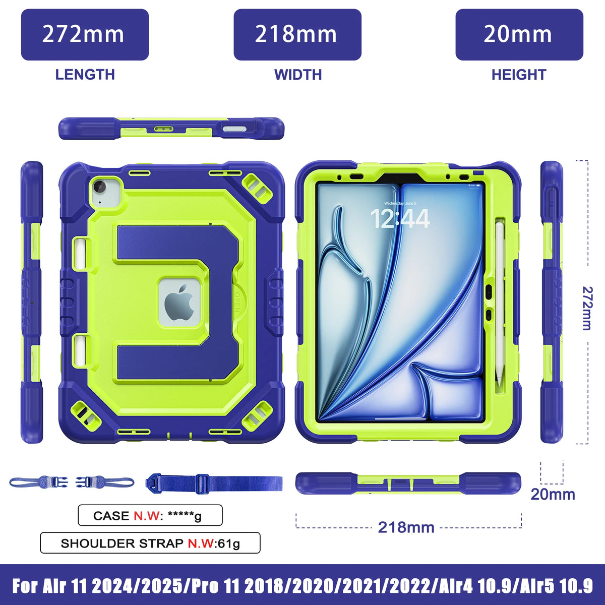 Heavy Duty Shock Resistance Case For iPad 11(A16) 10th Generation Air 11 M2 M3 M4 Pro 11 2025/2024 2018-2022 Air 5 4 10.9 "Cover