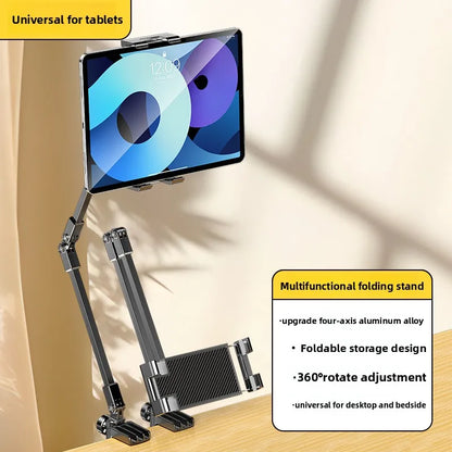 Adjustable Bed Phone Holder Stand for 4.7-12.9 Inch Phone Tablet, Foldable Metal Arm Desk Clamp, 360° Viewing