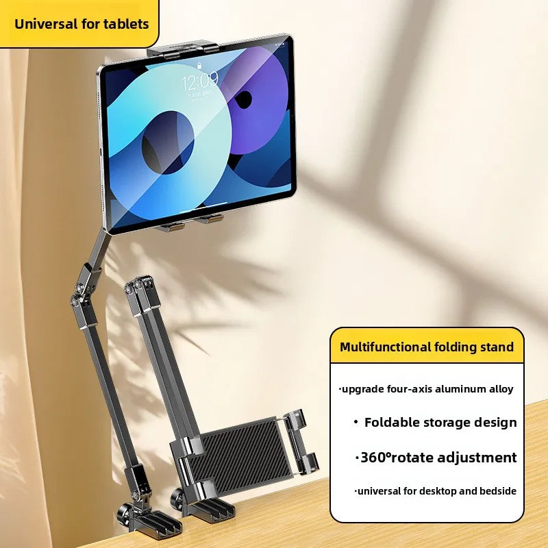 Adjustable Bed Phone Holder Stand for 4.7-12.9 Inch Phone Tablet, Foldable Metal Arm Desk Clamp, 360° Viewing