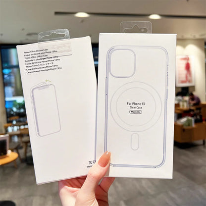 Original Case With box for iPhone 16 15 14 Pro Max 7 8 14 Plus 13 12 Mini 11 X XR XS Magsafe Wireless Charging Clear Cover
