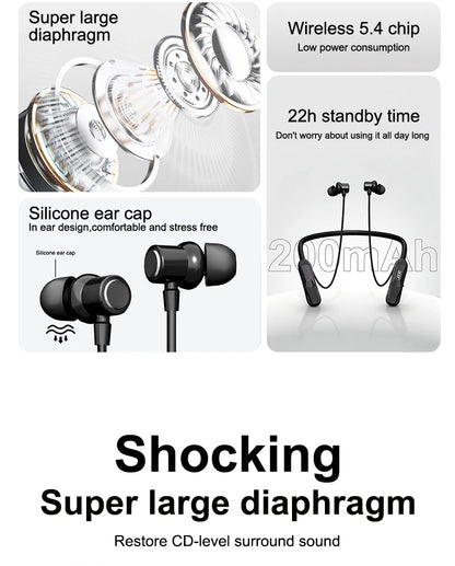Acer Ohr810 Neckband-Style In-Ear Wireless Headphones, Secure Fit to Prevent Falling Off, Stereo Sound Effect, Bluetooth 5.4, Long Battery Life, Clear Calls, Suitable for Daily Sports and Commuting