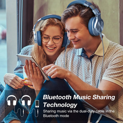Oneodio A70 Wireless Bluetooth 5.2 Headphones 72Hrs Over Ear Hi-Res Audio 3.5mm/6.35mm Wired Studio DJ Headset With Microphone