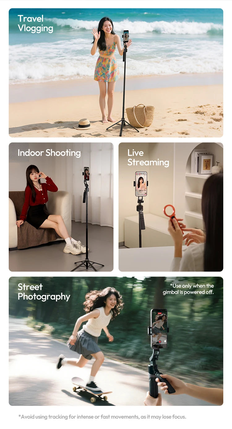 Ulanzi TT23 360° Auto-Tracking Selfie Stick Tripod Compact Foldable With Gesture Control Bluetooth Smart Face Tracking Tools