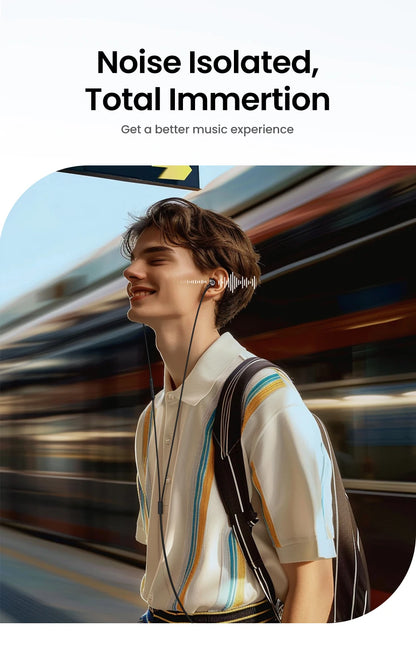 UGREEN Semi-open 3.5mm USB Type C Wired Earbuds with Microphone, Wired Earphones Headphones HiFi Stereo,For Most with 3.5mm Jack
