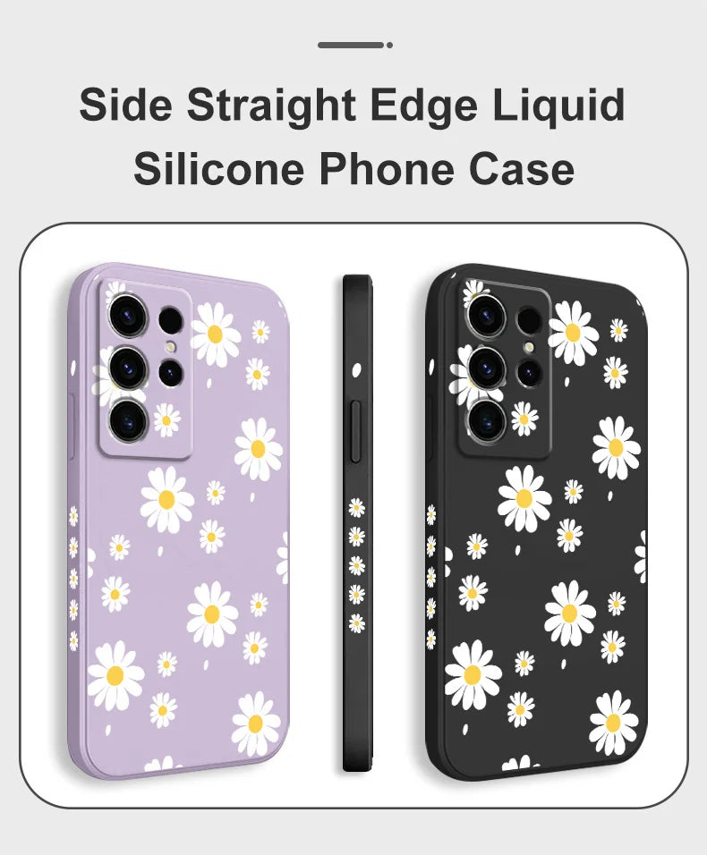 Daisy Petals Phone Case For Samsung Galaxy S25 S24 S23 S22 S21 S20 S10 S10E Ultra Plus FE Note 20 Ultra Plus Cover