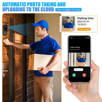 XBIBI Tuya WiFi doorbell, Smart Video Doorbell Camera, 2-way Intercom, Night Vision, microSD/cloud, waterproof, long standby, Wireless Security Camera, Rechargeable Battery