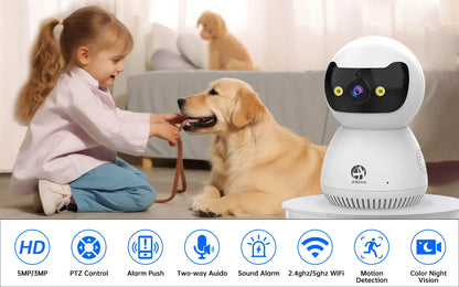 JOOAN 5MP 3MP Smart Home 5G WiFi Security Camera Indoor Wireless IP Surveillance Camera AI Tracking Night Vision Baby Monitor