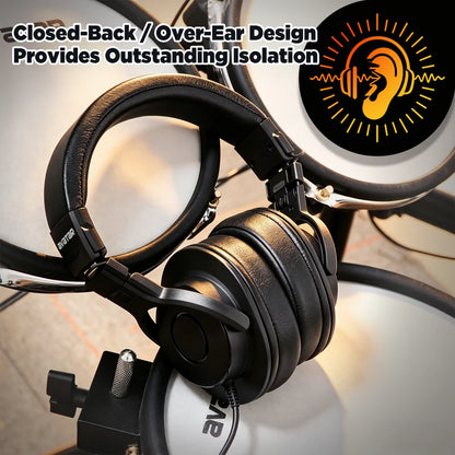 DMH10 Over-Ear Studio Monitor Headphones, Electric Drum Stereo Headphone for Drummers, with Deep Bass, Noise Isolation, 3m Cable