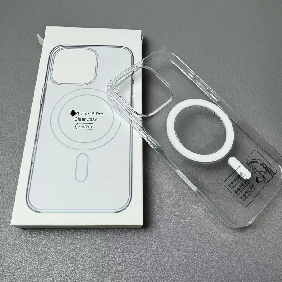 Original Case With box for iPhone 16 15 14 Pro Max 7 8 14 Plus 13 12 Mini 11 X XR XS Magsafe Wireless Charging Clear Cover