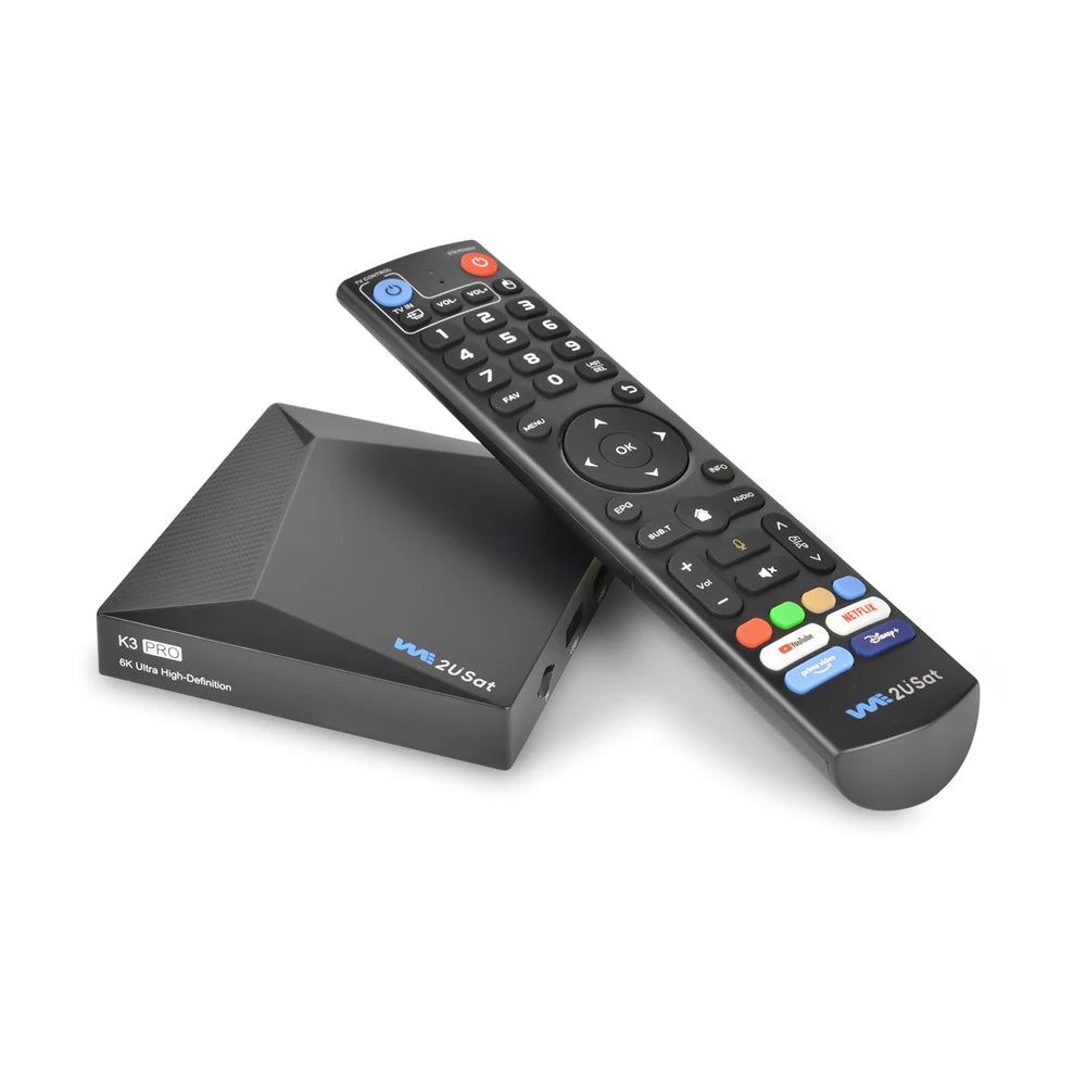 We2USat K3 PRO Smart Android TV Box 6K HDR Build in WiFi-6 2.4GHz/5GHz BT 5.0 4GB+32GB Streaming Media Player PK Vseebox V5 PRO