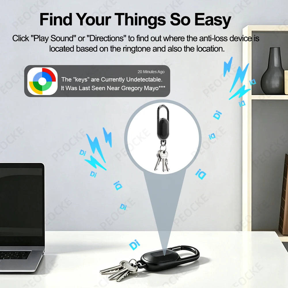 1-4 Pack Android Alternative to AirTag Smart Keychain Tag Anti-Lost GPS Tracker Bluetooth Locator Works With Google Find Hub