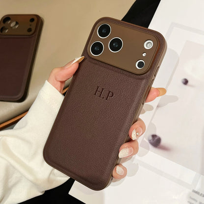 Personalized Luxury Customized Name 3D DIY Hot Engrave Faux Leather Phone Case For iPhone 17Pro Max 16 15 14 13 Pro Max Plus Air