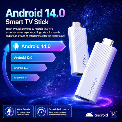 H96 MAX Android TV Stick Rockchip RK3518 with 2.4G Wifi 5G Wifi Dual 3518D 8GB 16GB 4K 3D HDR Voice Remote DC 5V 2A