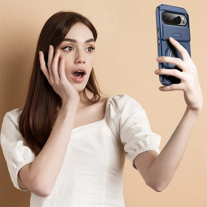 Heavy Duty Rugged Phone Case for Google Pixel 10 9  Pro XL 7 8 9 10 Pro 8A 9A Cases with Sliding Lens Cover Ring Kickstand Funda
