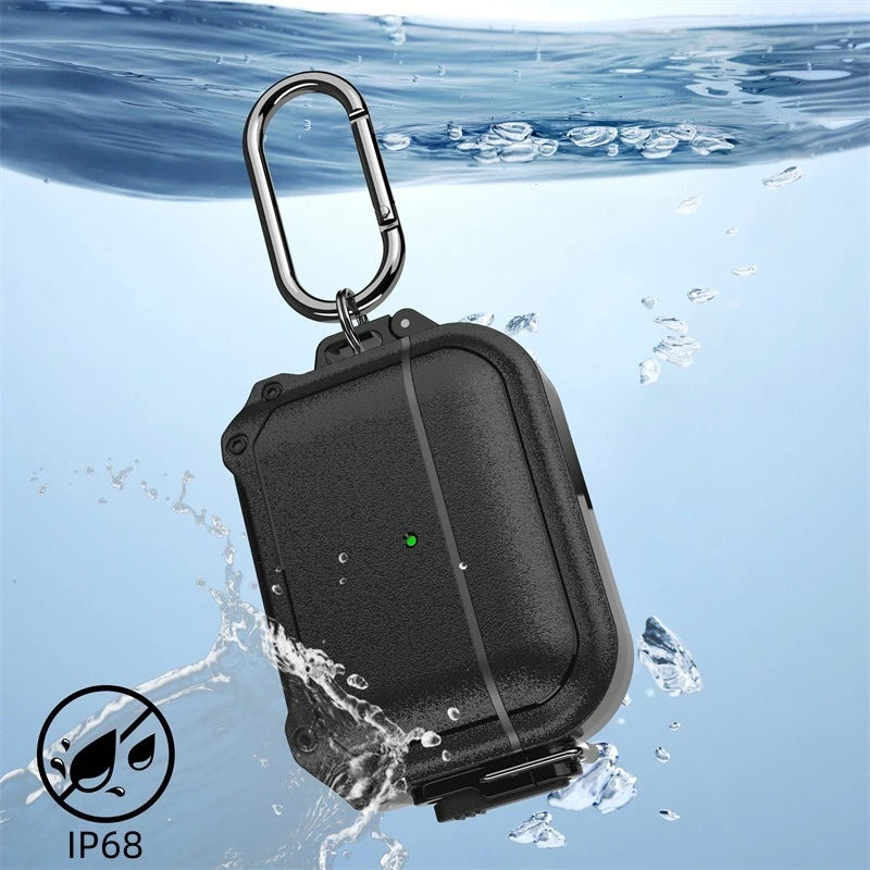 For AirPods 1/2/3/4, Pro & Pro 2 - Durable Waterproof Protective Case with Bluetooth Switch for Apple Earbuds