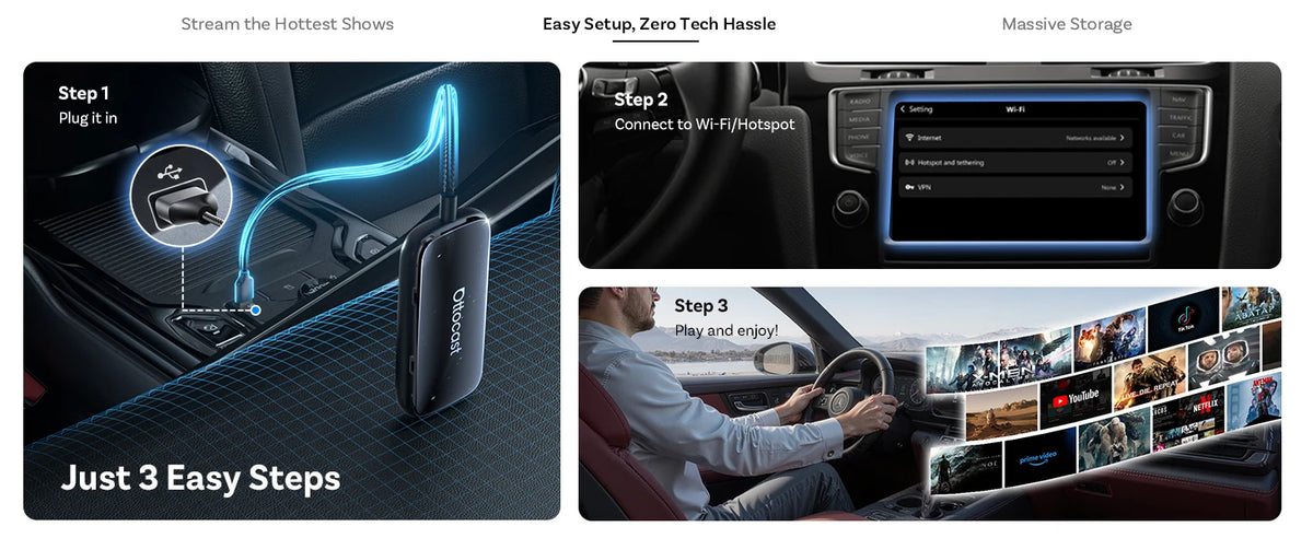 OTTOCAST Play2Video Ultra Carplay Ai Box Wireless Android Auto Adapter Built in Youtube Netflix For VW Benz Ford 99% of Cars