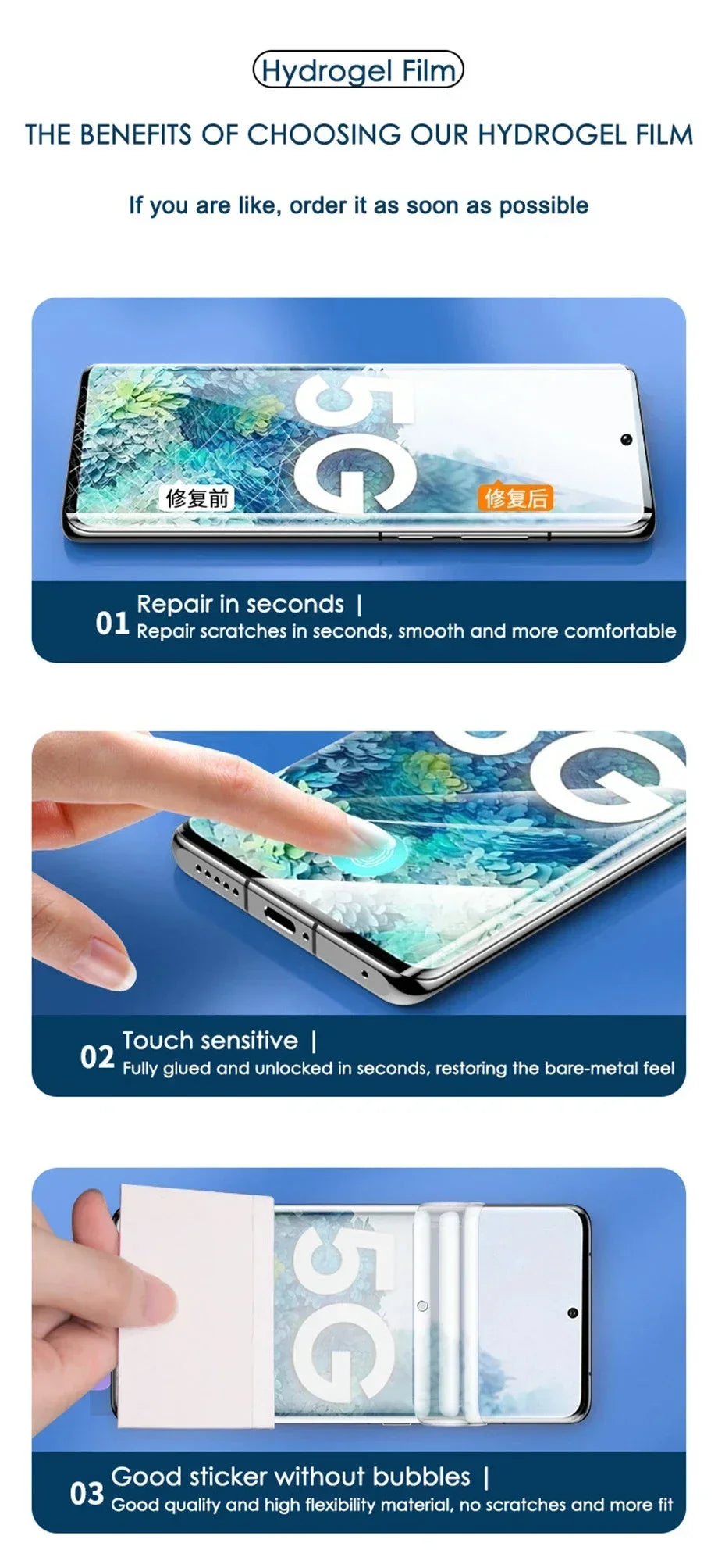 5 Pcs Full Cover Hydrogel Film For Samsung S26 S25 S24 S23 Ultra Plus S24 FE Galaxy A56 A55 A36 A35 A16 A15 Screen Protector