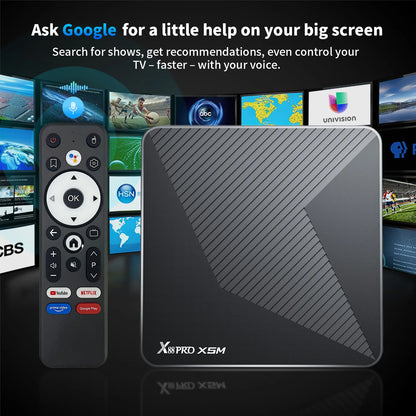Amlogic S905A Quad Core Cortex A55 Android 14.0 8K 1000M LAN Wifi6 BT5.0 RAM 4GB ROM 64GB Game TV Stick Smart TV Box X88 PRO X5M