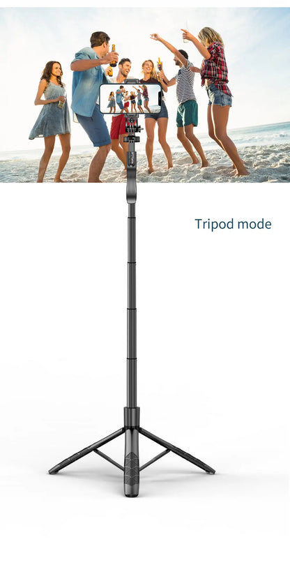 1.55m Extendable Wireless Selfie Stick Tripod with Bluetooth Remote for iPhone Android GoPro,360°Rotation Phone Stand for Videos