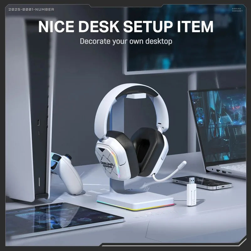 ONIKUMA GT883 Wireless Headset Gaming Headphones Four Mode Bluetooth 5.4 2.4G Low Latency RGB Light Foldable Earphones With Mic