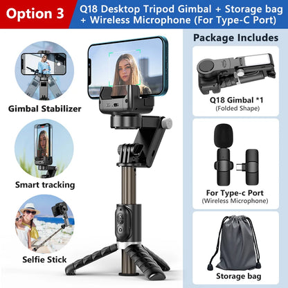 360 Rotation Following Shooting Mode Gimbal Stabilizer Selfie Stick Tripod Gimbal For iPhone Phone Smartphone Live Photography
