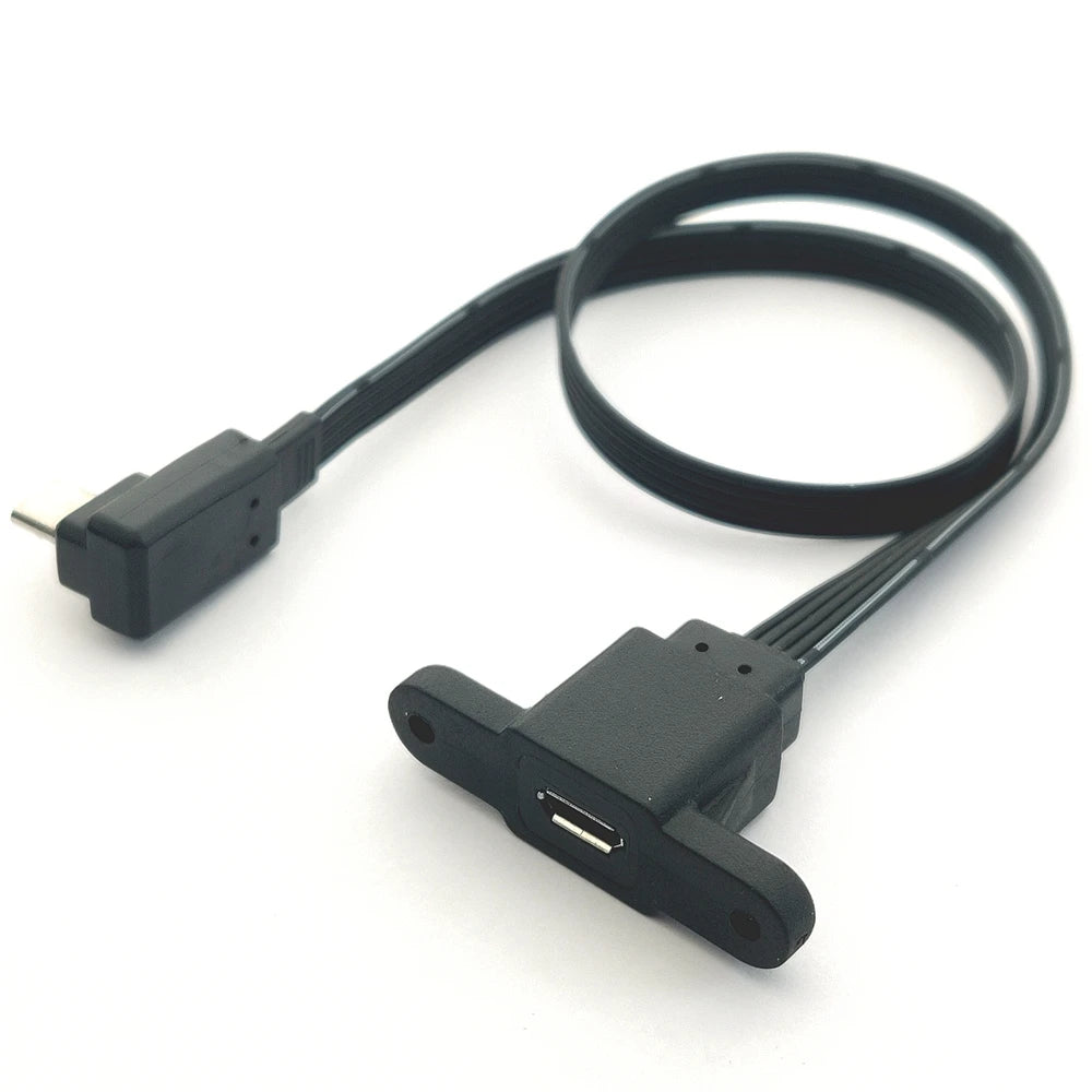 5CM 10CM 20CM MicroUSB panel mounting connector female Micro USB 5-pin.extension cable 30cm 50cm, with screw holes