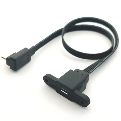 5CM 10CM 20CM MicroUSB panel mounting connector female Micro USB 5-pin.extension cable 30cm 50cm, with screw holes