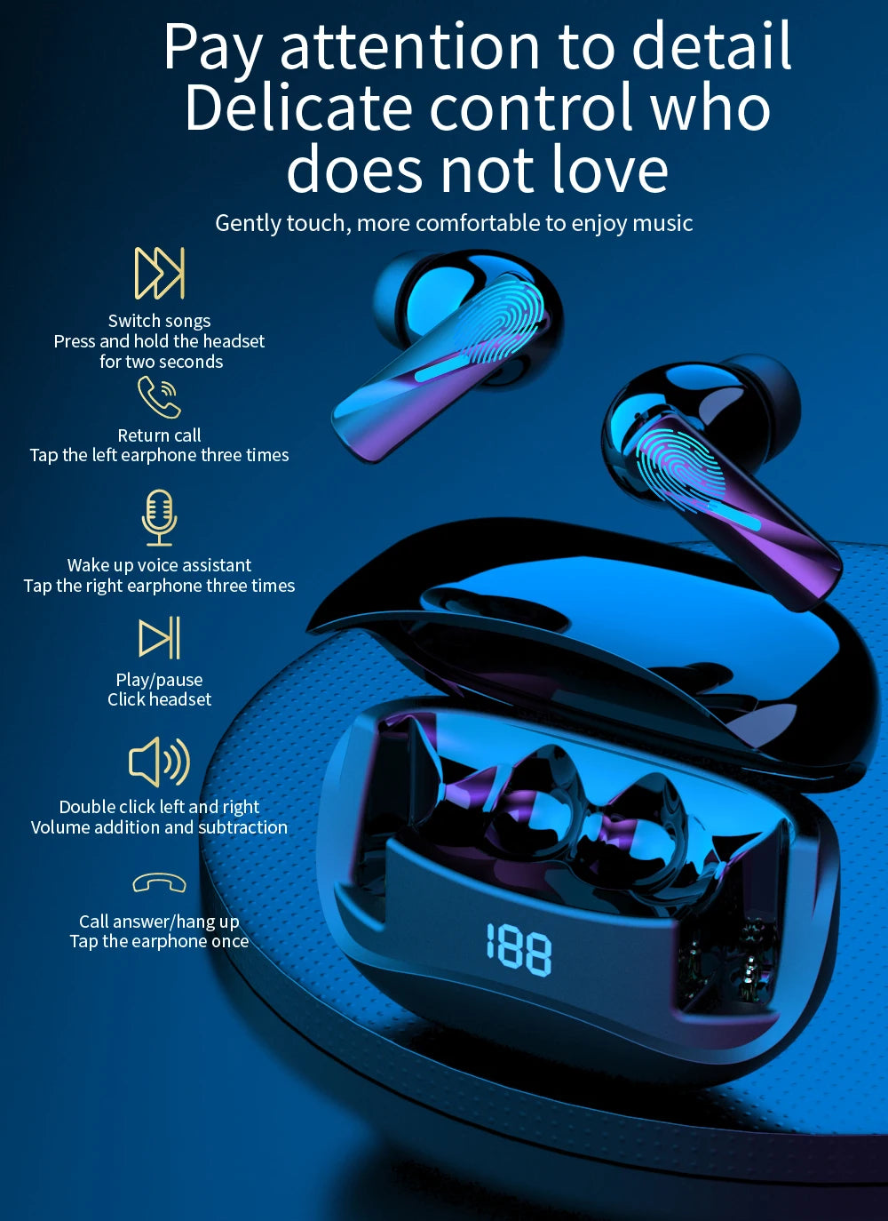 TWS High-Quality True Wireless Bluetooth Earphones Mate60, 12-Hour Playtime, Crystal Clear Sound with LED Battery Display