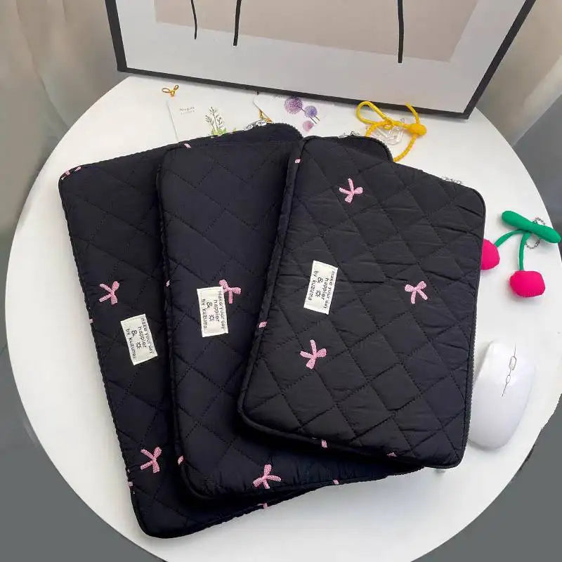 New Bowknot Fluffy Laptop Bag 11/13/15In Shockproof Tablet Sleeve Case Printing Computer Cover Bag for iPad Tablet Protection
