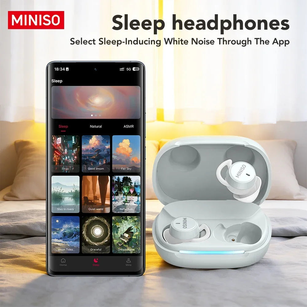 MINISO MS217 Sleep Aid Headphones Bluetooth Earphone AI Translation Earbuds in-Ear Wireless Headphones Sleep Friendly