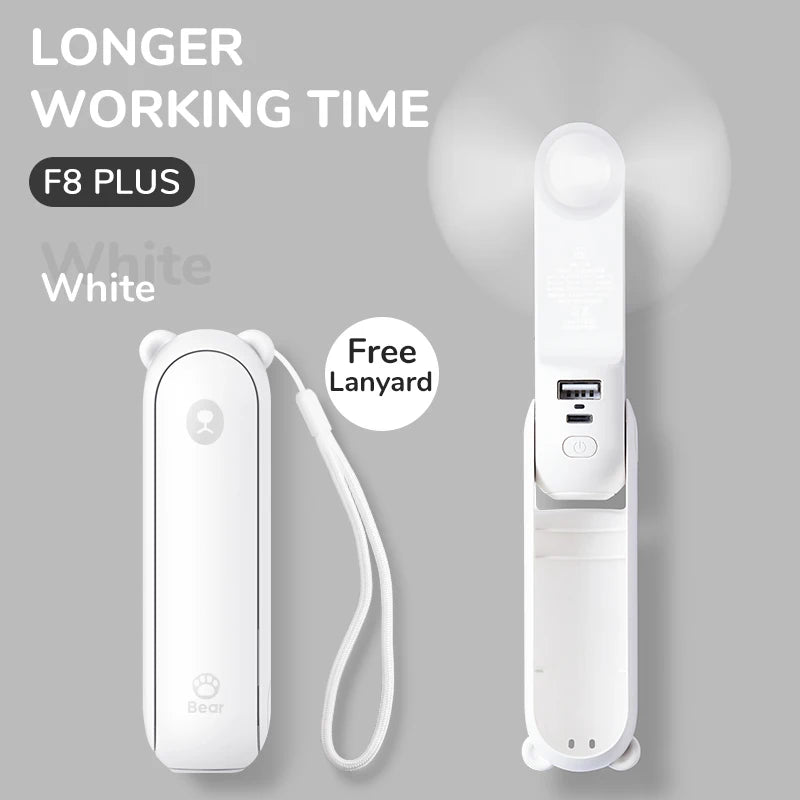 JISULIFE Portable Fan Mini Handheld Fan USB 4500mAh Recharge Hand Held Small 3 In1 Pocket Fan with Power Bank Flashlight Feature