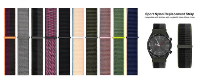 WOCCI 2PCS Nylon Watch Strap for smart watch 18mm 20mm 22mm bracelet belt for men women with hook and loop fastener watchband